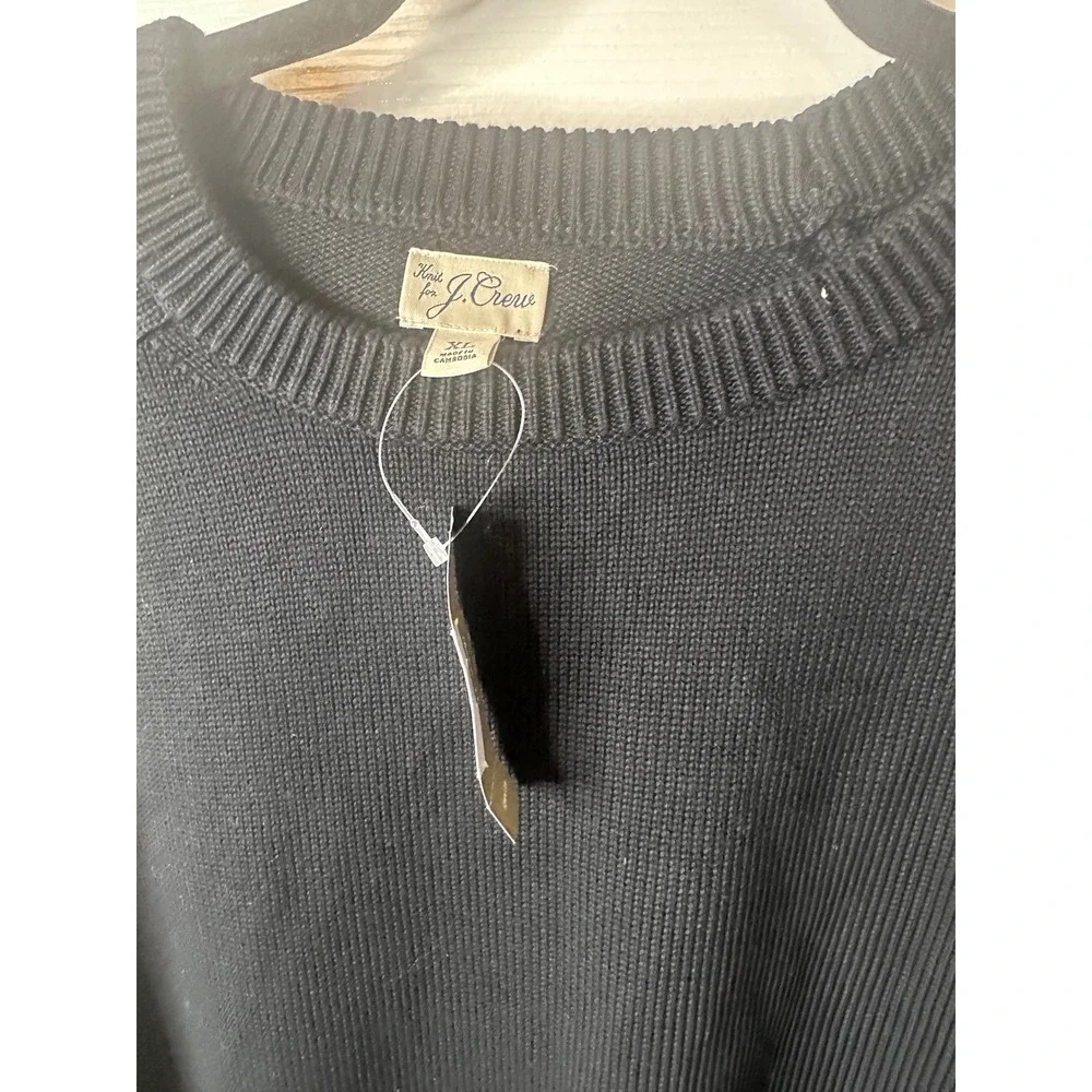 NEW J. Crew‎ Mens Heritage Black 100% Cotton Crewneck Sweater XL